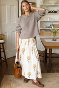 Smocked Maxi Skirt - Fan Flowers Marigold