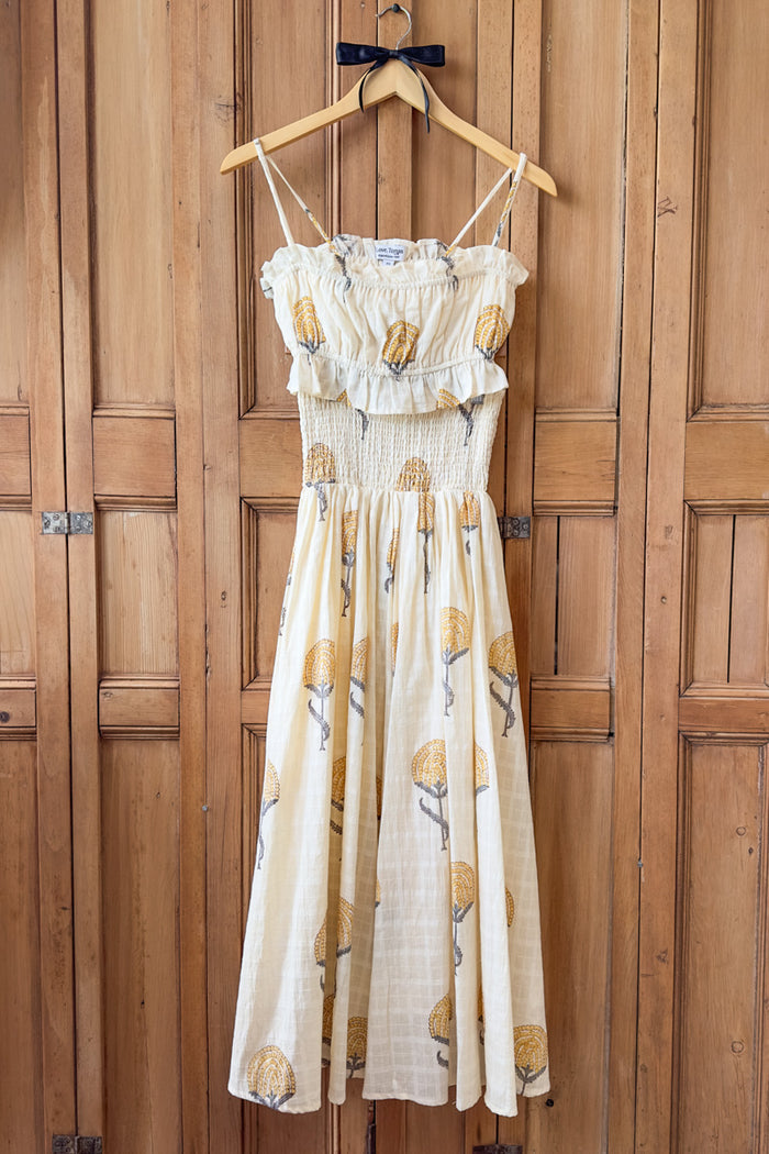 Smocked Maxi Skirt - Fan Flowers Marigold