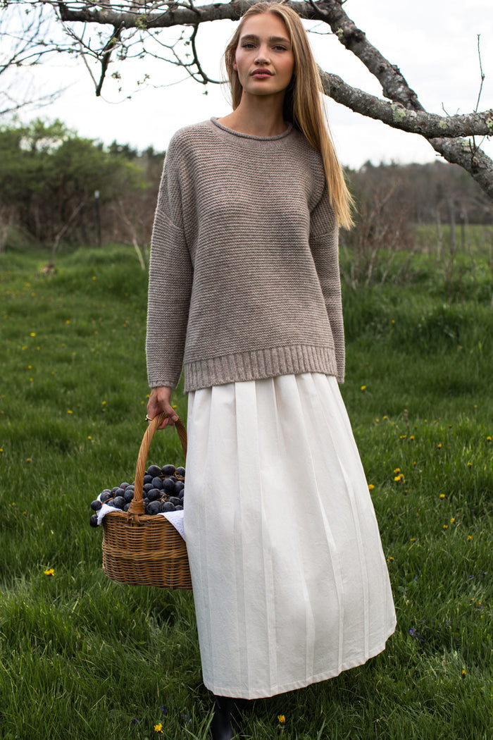 Soft Pleated Maxi Skirt - White Swan