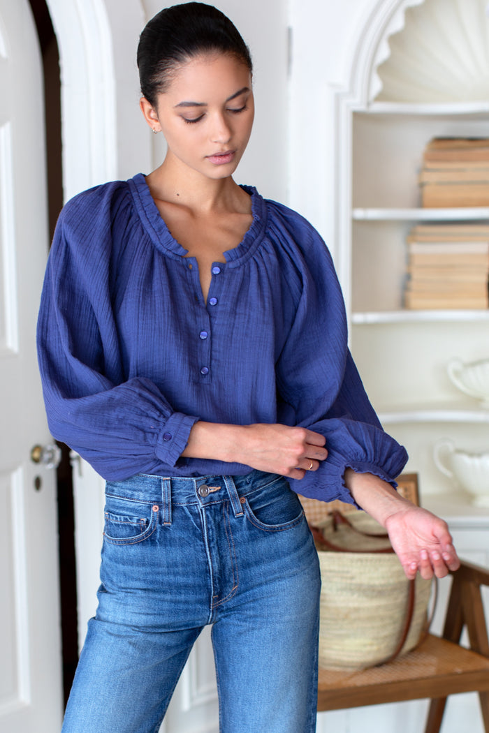 Soft Shirt - Blue Indigo Crinkle Organic