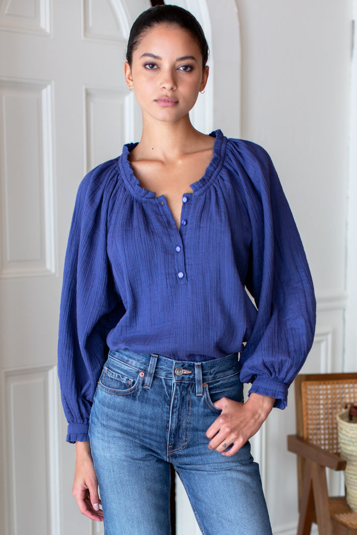 Soft Shirt - Blue Indigo Crinkle Organic