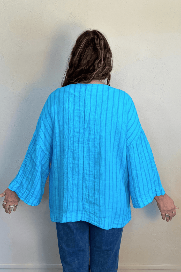 Split Neck Linen Pullover