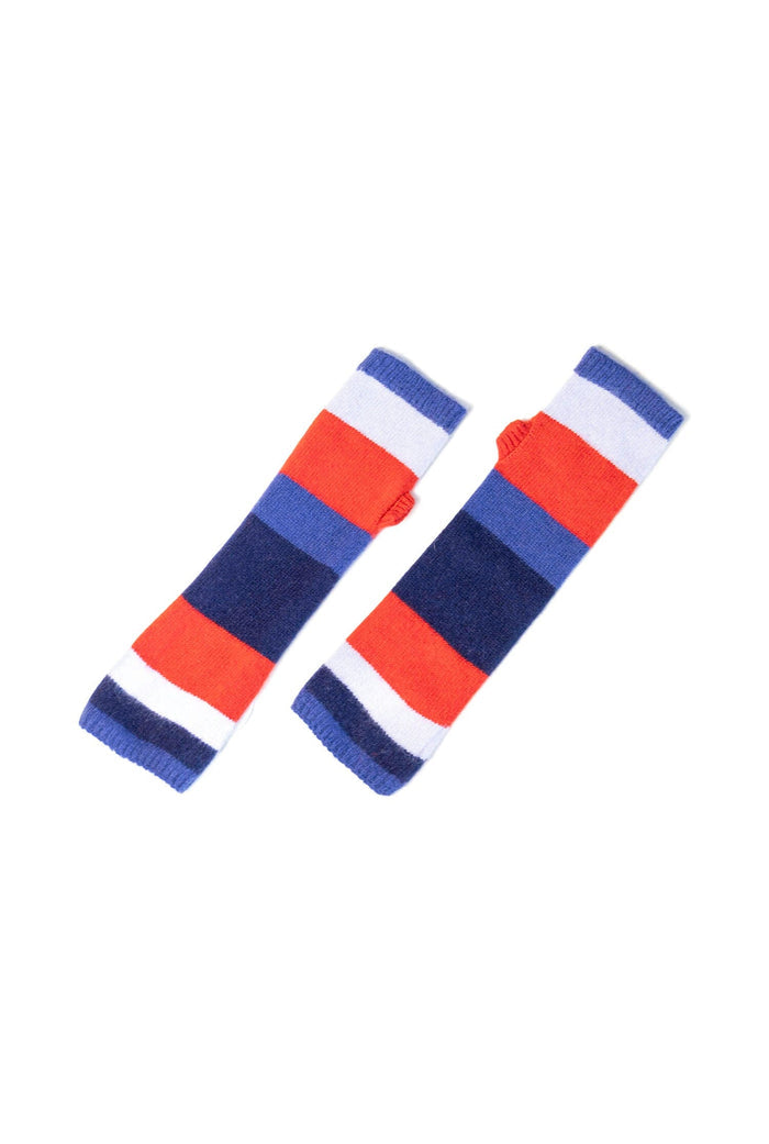 Striped Wool and Cashmere Fingerless Gloves