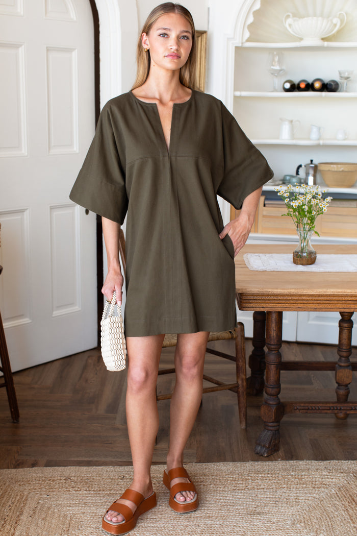 Structured Dress - Army Green