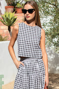 Studio Boxy Top - Black + White Check