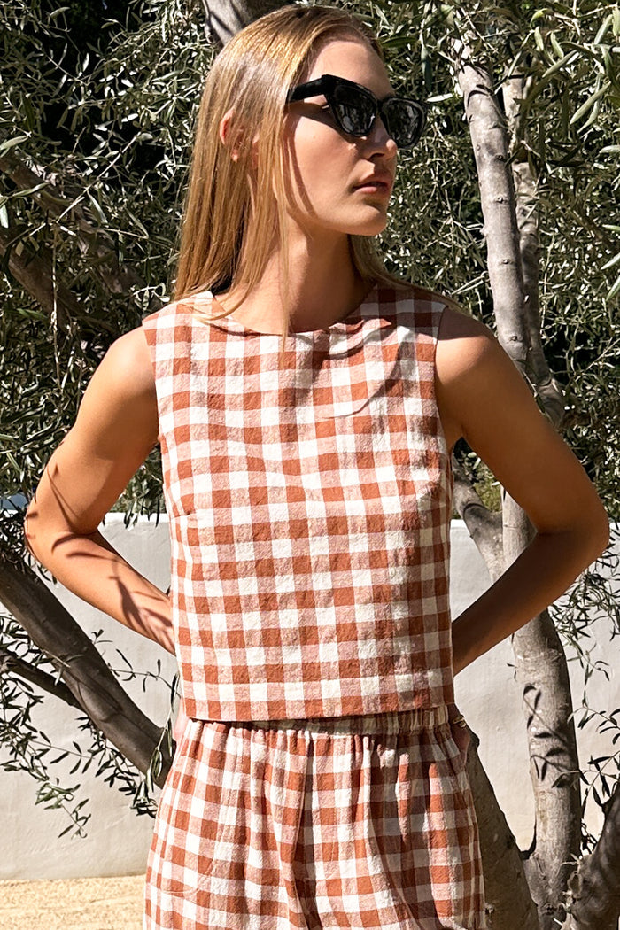Studio Boxy Top - Handloom Gingham Rust