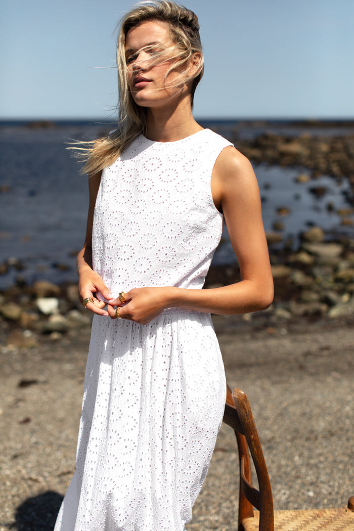 Studio Boxy Top - Salt Eyelet