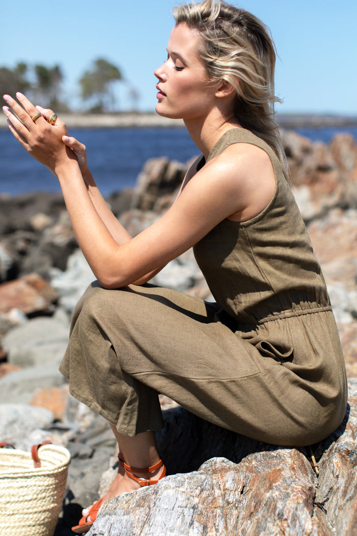 Studio Sundress - Gothic Olive Linen