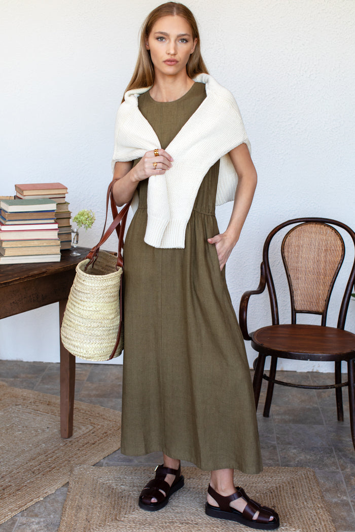 Studio Sundress - Gothic Olive Linen