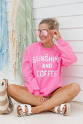 Sunshine and Coffee Pink Graphic Sweatshirt