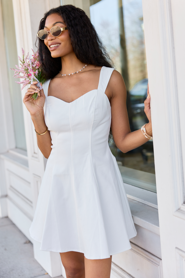 The Perfect Moment White Flare Denim Mini Dress FINAL SALE