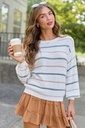 Thinking About You Multicolored Striped Crew Neck Sweater