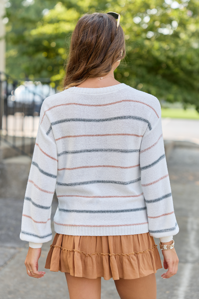 Thinking About You Multicolored Striped Crew Neck Sweater