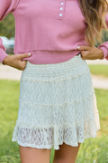 Through The Garden Cream Lace Mini Skort