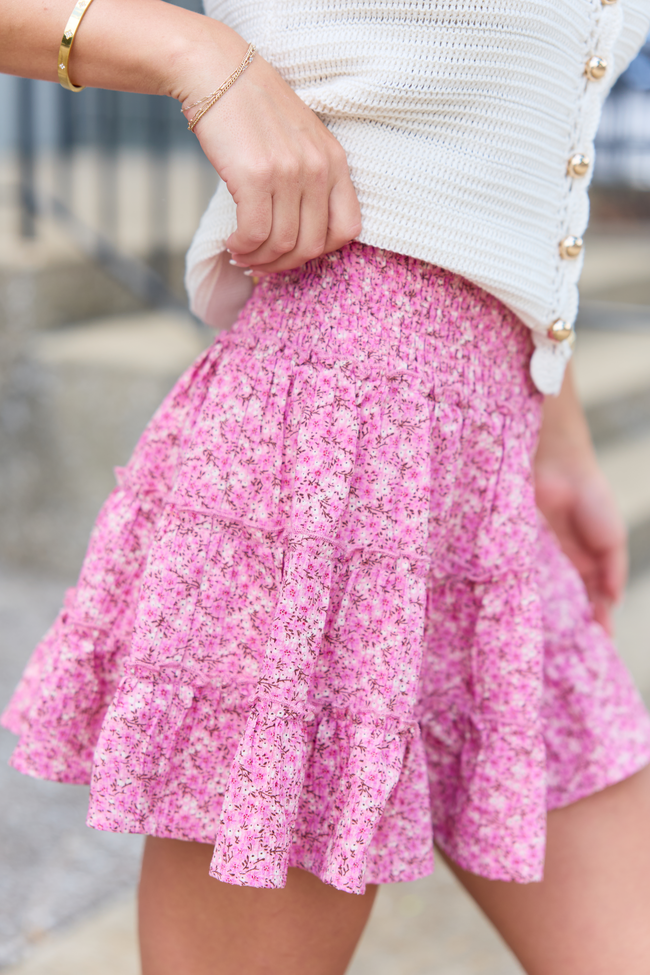 Through The Garden Mauve Floral Mini Skort