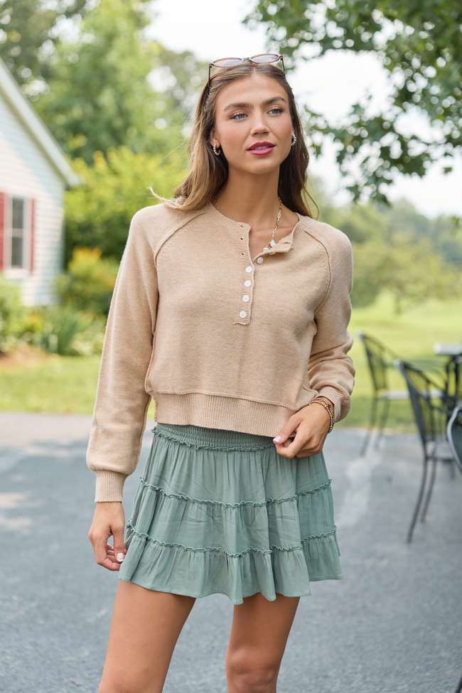 Through The Garden Olive Solid Mini Skort