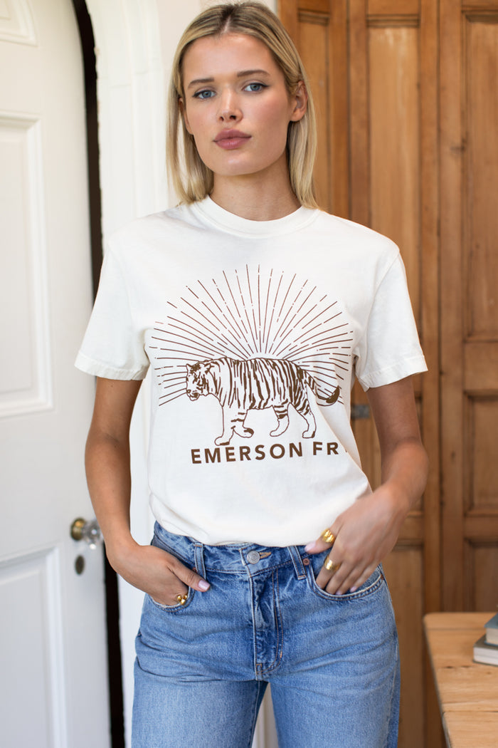 Tiger Tee - Ivory + Cocoa Ink