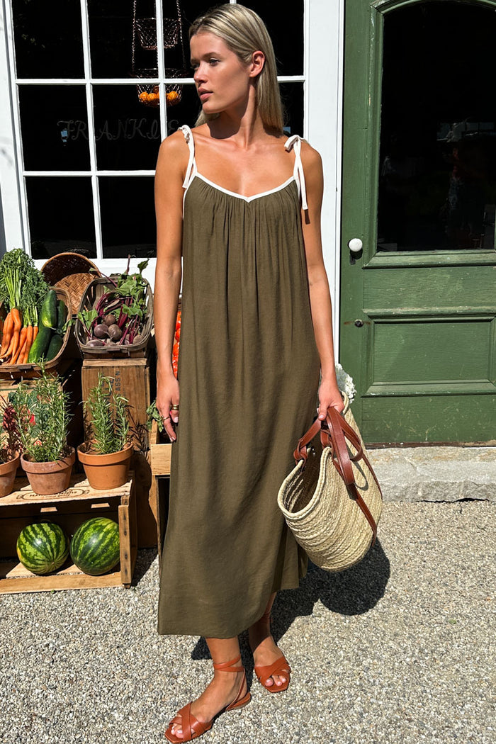 Trapeze Dress - Martini Olive + Arctic Wolf Colorblock
