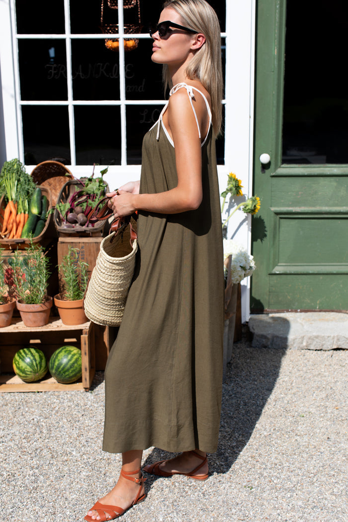 Trapeze Dress - Martini Olive + Arctic Wolf Colorblock