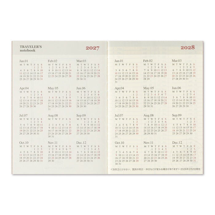Traveler's 2027 Weekly Diary - Passport Size