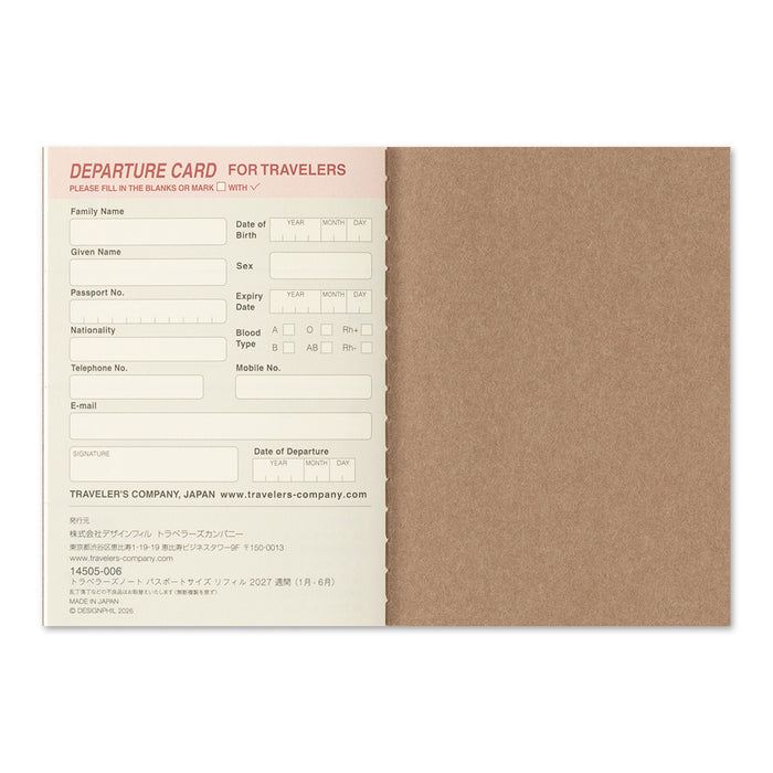 Traveler's 2027 Weekly Diary - Passport Size