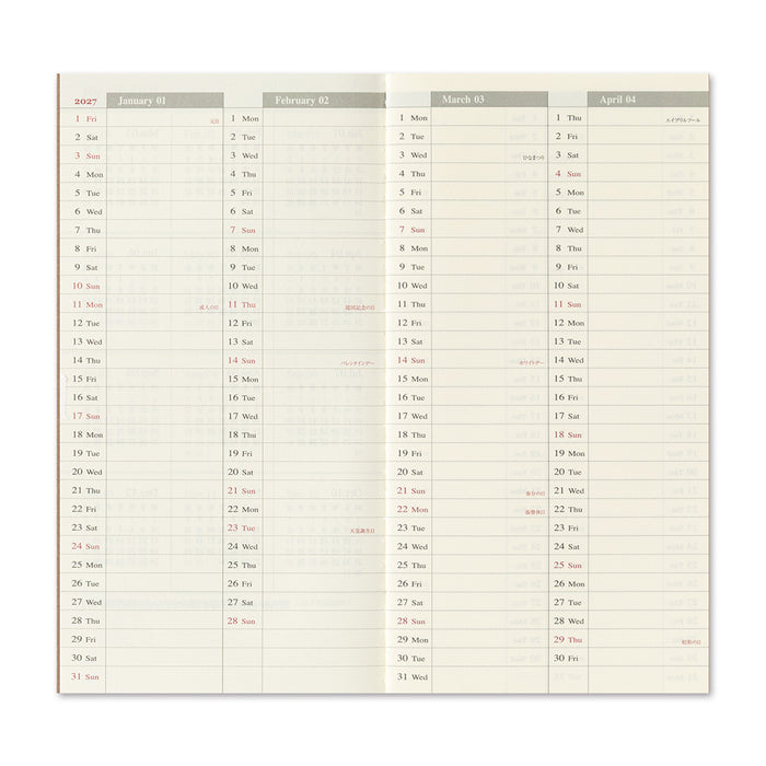 Traveler's 2027 Weekly Vertical Diary - Regular Size
