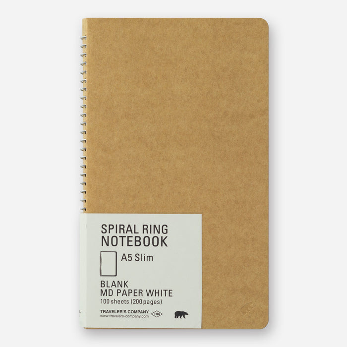 TRAVELER'S Company - Spiral Ring Notebook - Blank MD Paper White - A5 Slim
