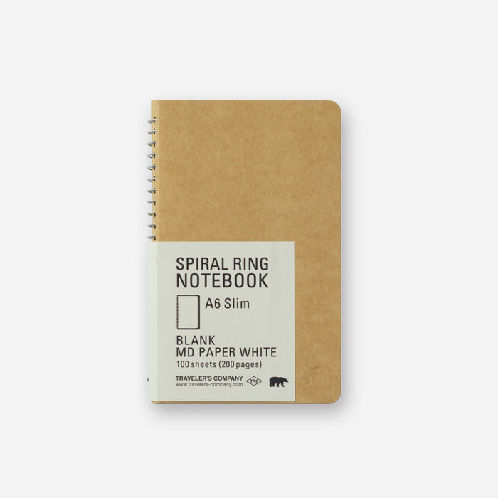 TRAVELER'S Company - Spiral Ring Notebook - Blank MD Paper White - A6 Slim