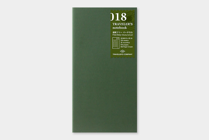 TRAVELER'S Regular Size Refill - Free Diary Weekly Vertical - 018