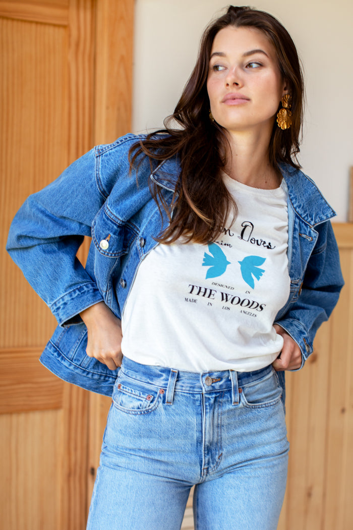 Twin Doves T-shirt - Ivory