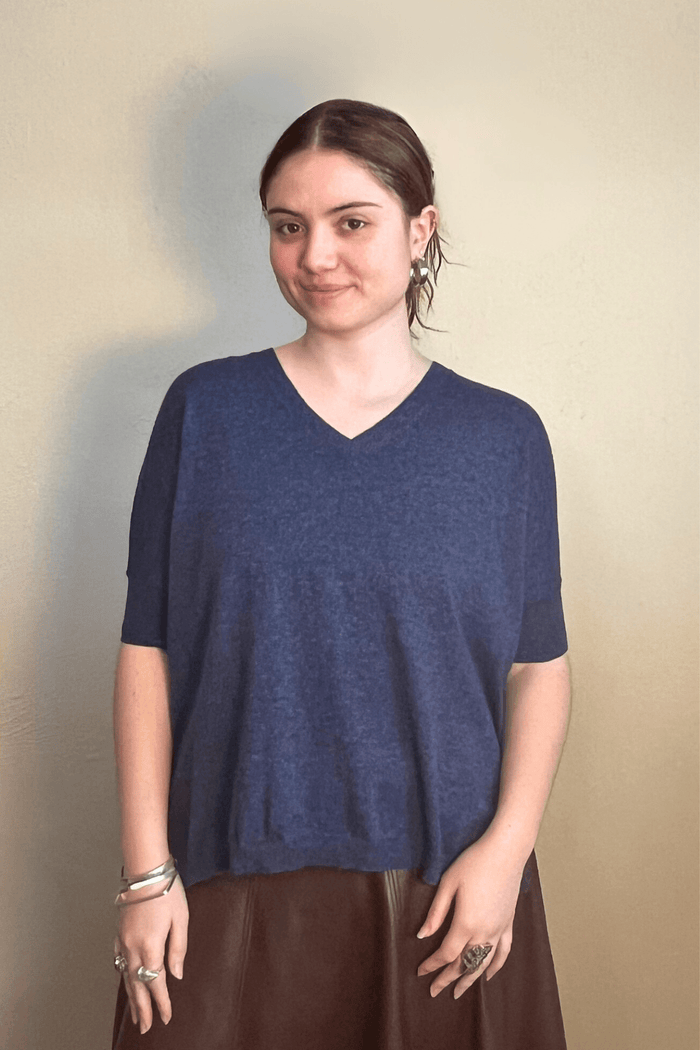 V-Neck Short Sleeve Sweater