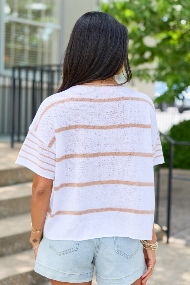 Wear It Well Ivory And Tan Striped Sweater T-Shirt