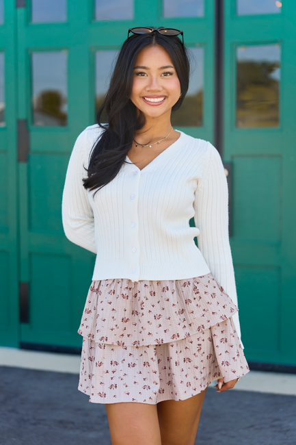 What You Needed Ivory Ribbed Cardigan