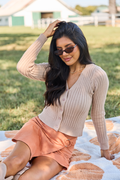 What You Needed Taupe Ribbed Cardigan