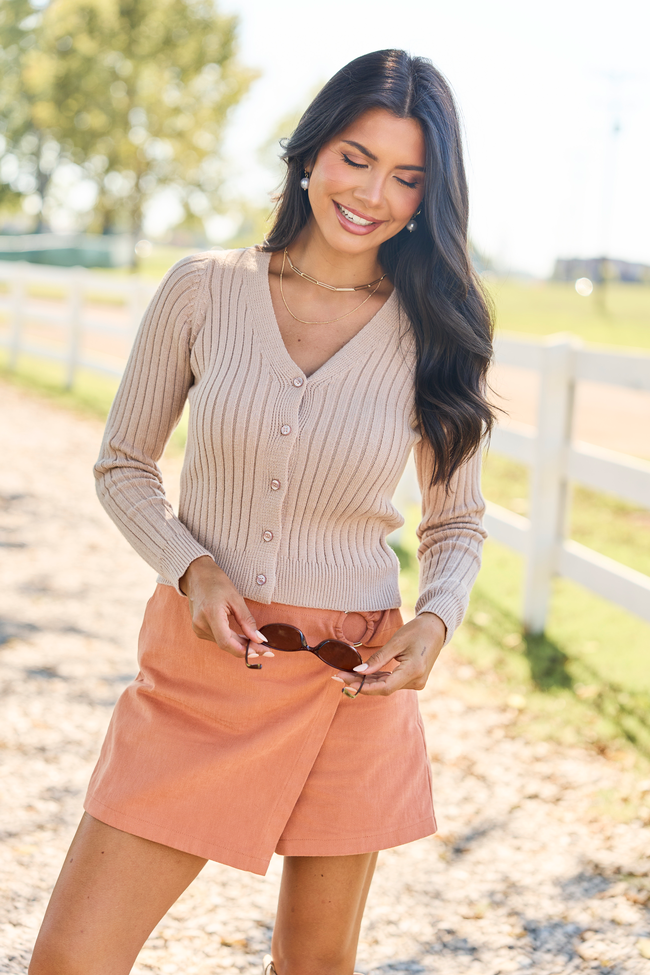 What You Needed Taupe Ribbed Cardigan