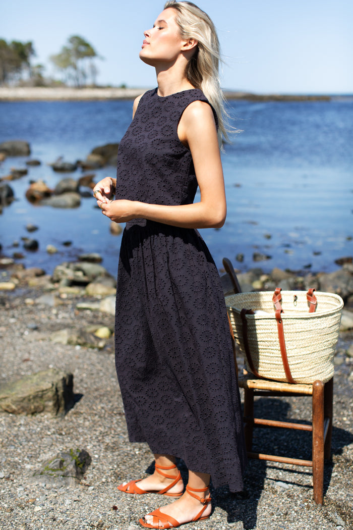 Wide Hem Skirt - Midnight Eyelet