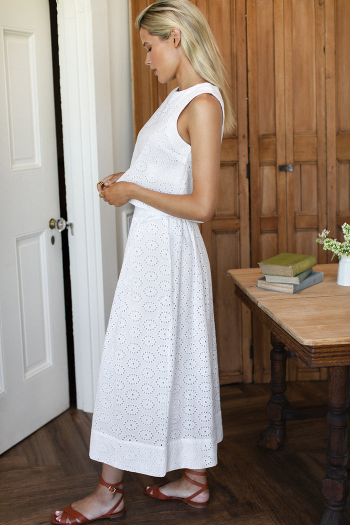 Wide Hem Skirt - Salt Eyelet