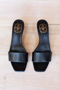 Wide Strap Mule - Black Leather