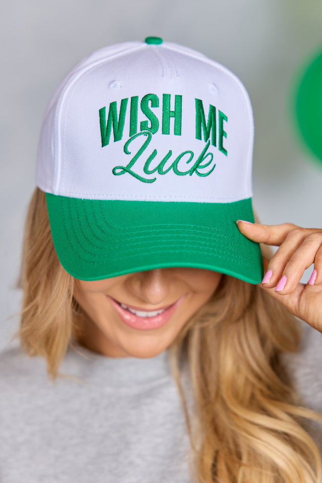 Wish Me Luck Dark Green and Khaki Trucker Hat FINAL SALE