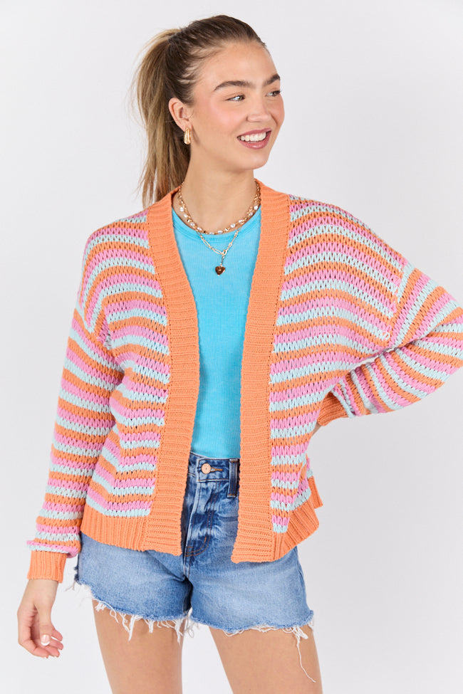 You're My Muse Pink, Orange, and Mint Multi Stripe Cardigan FINAL SALE