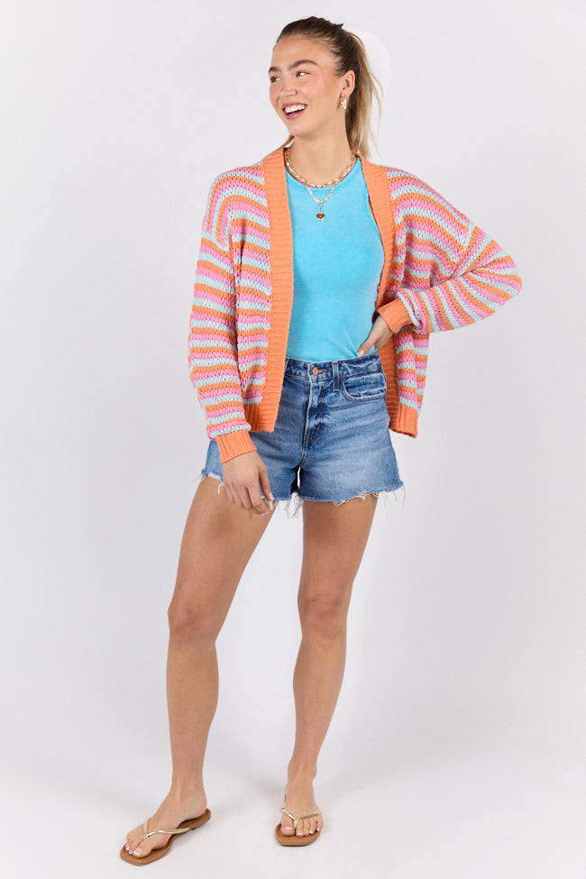 You're My Muse Pink, Orange, and Mint Multi Stripe Cardigan FINAL SALE