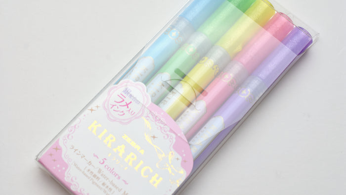 Zebra Glitter Highlighter, Kirarich, Pack of 5